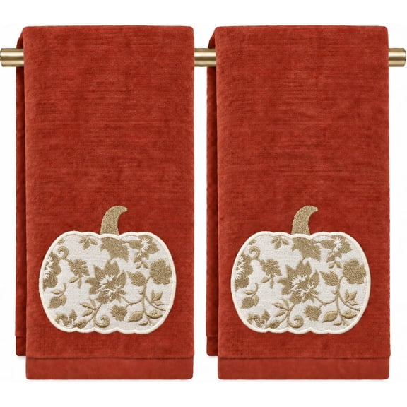 Serafina Home Autumn Fall Gold Pumpkin Hand Towels 2 Count