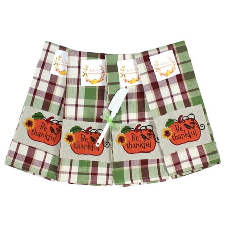 Serafina Home Autumn Kitchen Towels Set: Fall Pumpkin with Sunflower and Bird Accent
