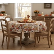 Serafina Home Autumn Thanksgiving Fall Maple Leaves Vinyl Flannel Backed Tablecloth - Rustic Farm Vinyl Tablecloth with Flannel Backing Reusable 70"