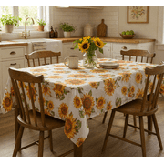 Serafina Home Autumn Thanksgiving Fall VinySerafina Home Autumn Thanksgiving Sunflower Fall Vinyl Flannel Backed Tablecloth - Rustic Farm Vinyl Tablecloth with Flannel Backing Reusable 52" x 70"