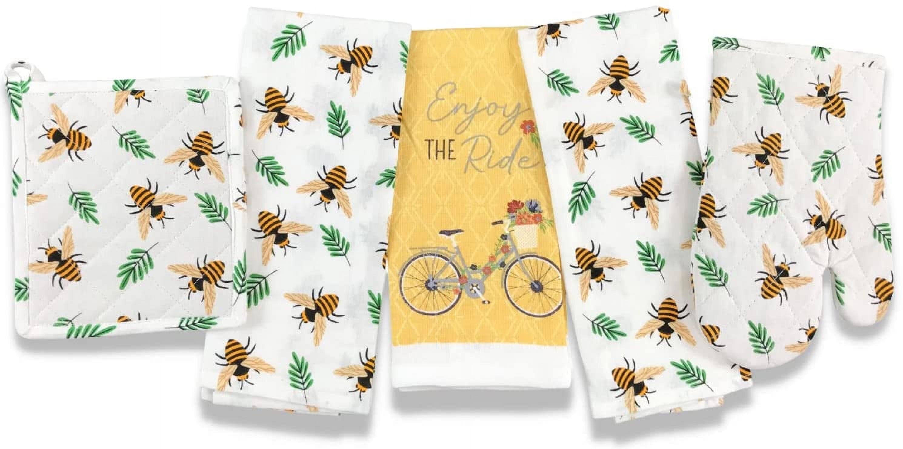 Serafina Home Bee Kitchen Towels and Pot Holder Set: Honey Bees and ...