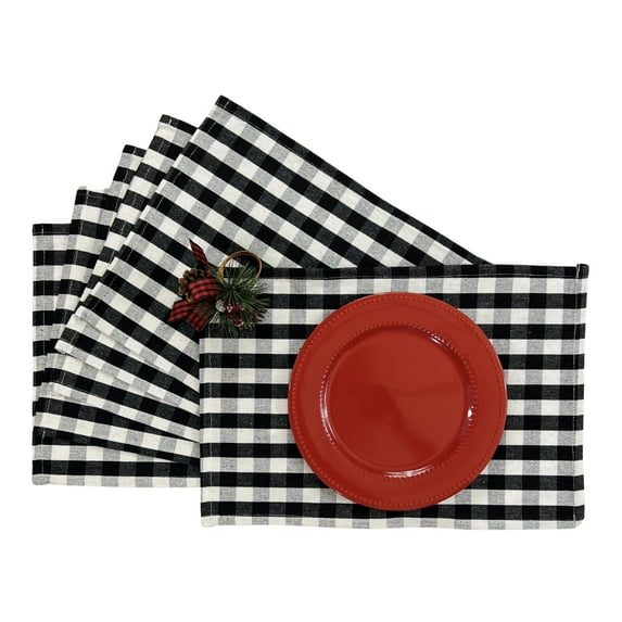Serafina Home Black And White Checkered Placemats, Set Of 6