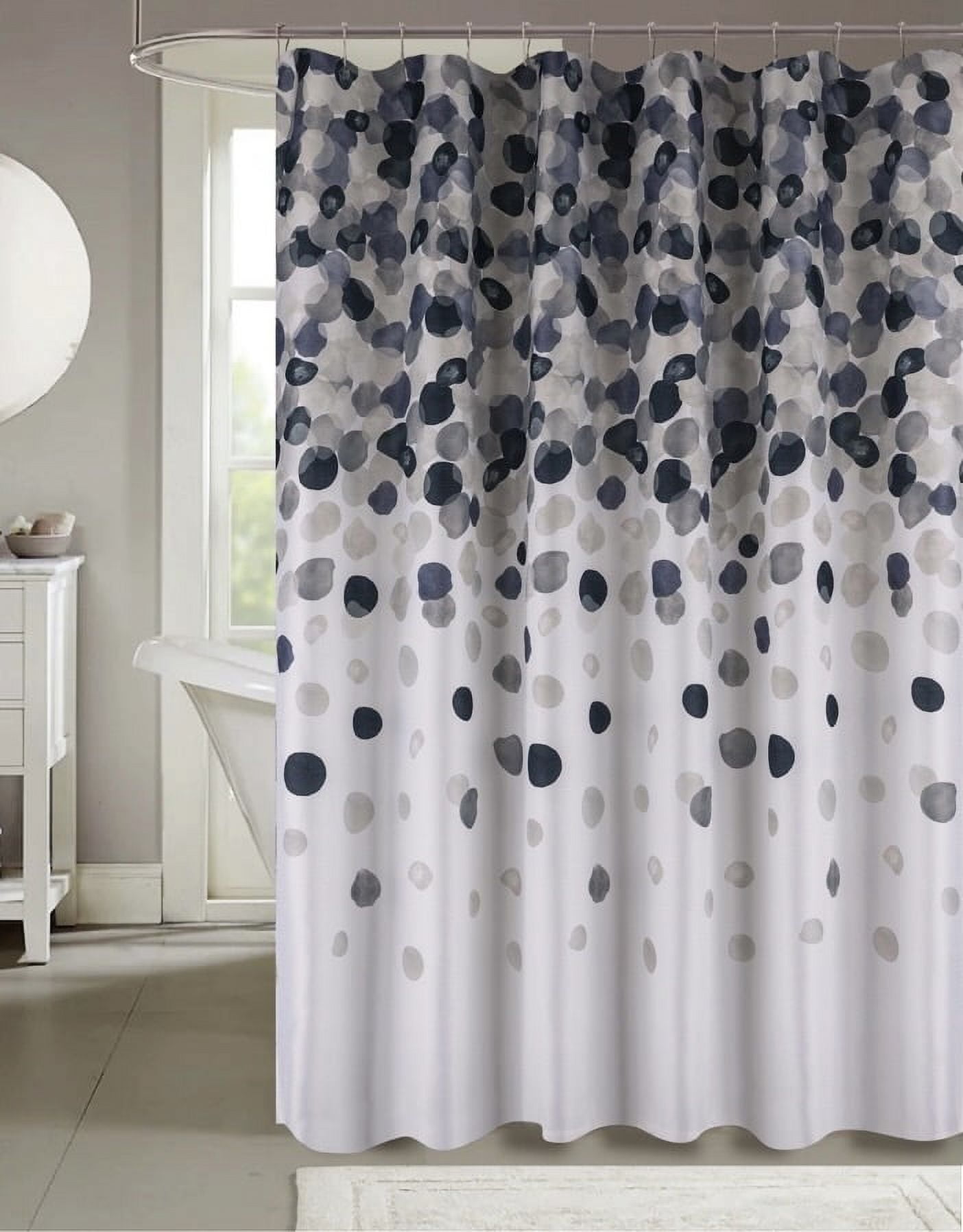 Serafina Home Black And White Modern Fabric Shower Curtain for Bathroom