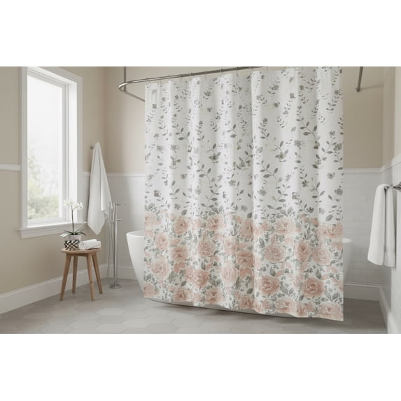 Serafina Home Blooming Roses Shower Curtain: Watercolor Floral Design