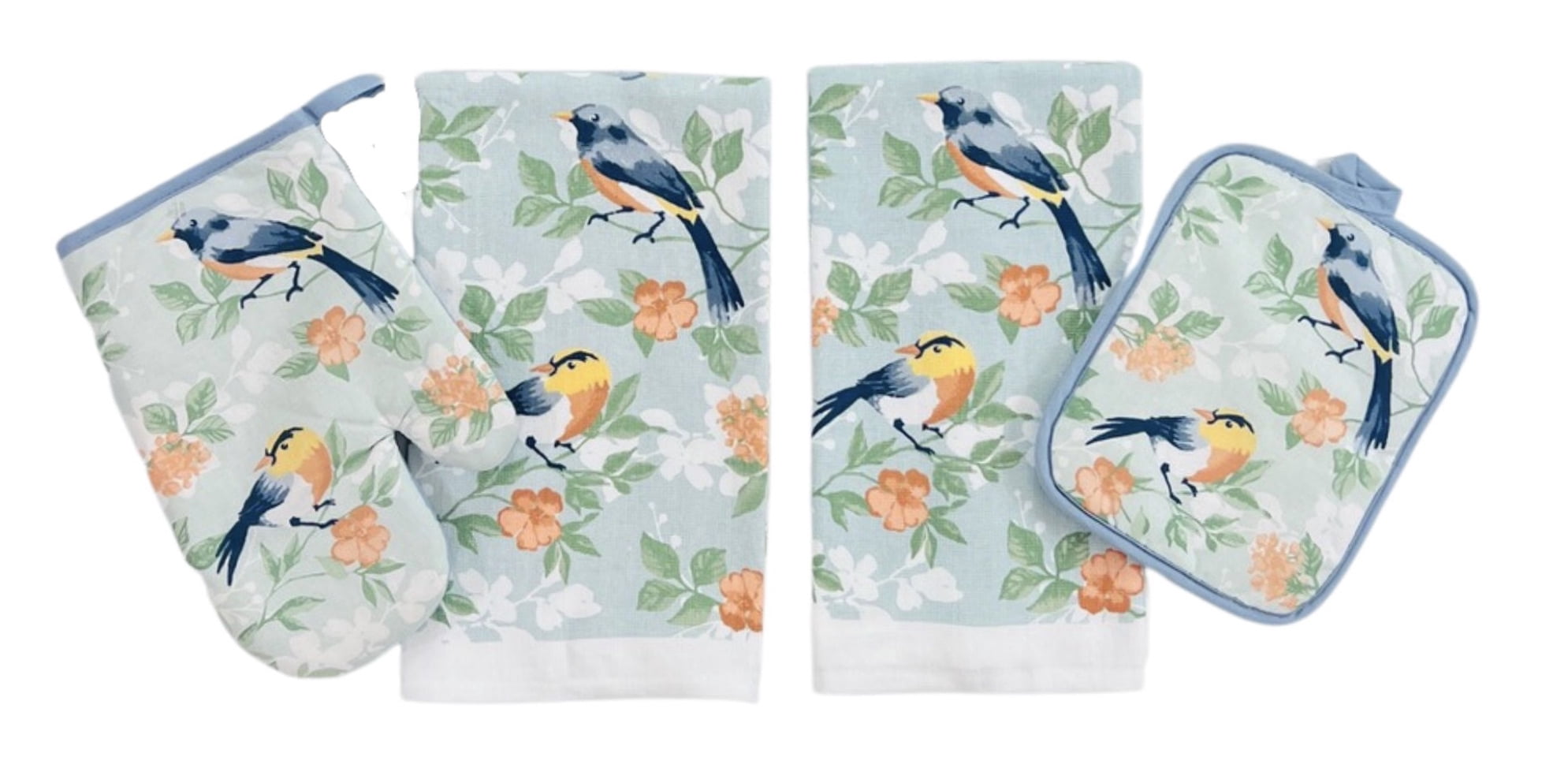 Serafina Home Blue Bird And Flowers Kitchen Set Of 4 - Walmart.com