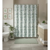 Serafina Home Hotel Quality Fabric Bathroom Shower Curtain: Lush Nature Leaf - Sage Green Grey Teal (Lush Nature, 72 x 70 inches)