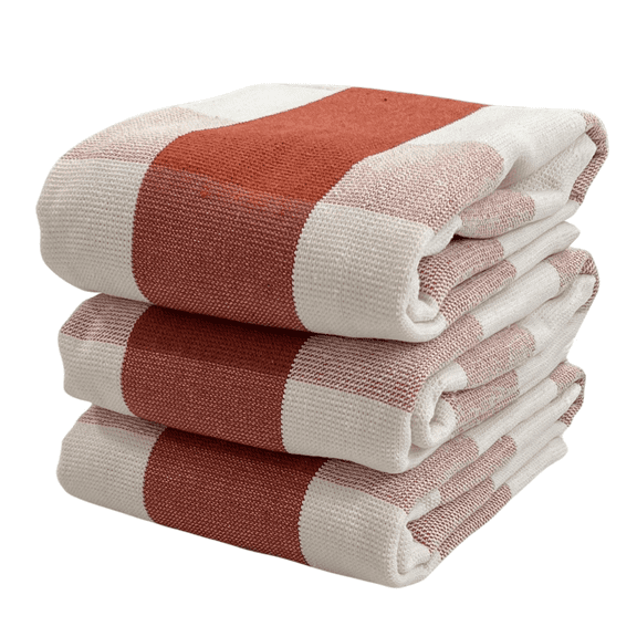 Serafina Home Buffalo Check Rust Orange Kitchen Towels: Cotton Blend Soft Absorbent Terry Cloth, Set of 3 (Rust)