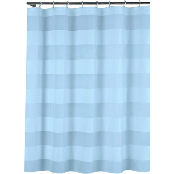 Serafina Home Capricia Aqua Blue Fabric Shower Curtain: Wide Stripe Design, 70" x 72"