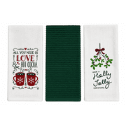 Serafina Home Christmas And Holiday All You Need Is Love Holly Jolly Kitchen Towels Set Country Cotton Towels