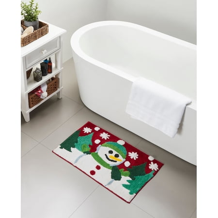Serafina Home Christmas And Holiday Winter Snowman Bath Rug, 18" x 30"