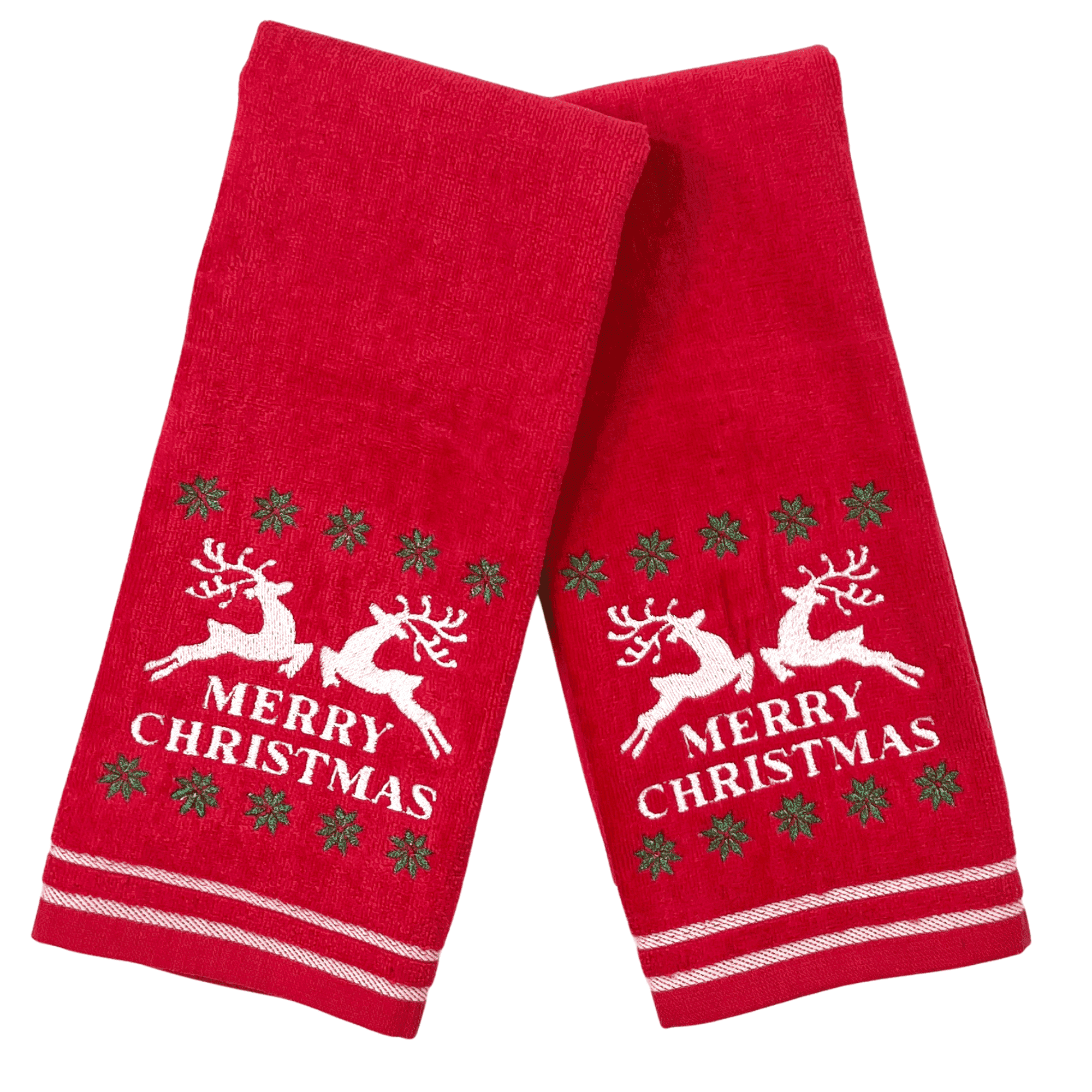 Lot De 2 Serviettes De Bain Et Main Noël – Broderie Laura – Blanc – Neuves