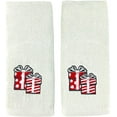 thumbnail image 1 of Serafina Home Christmas Gnomes Fingertip Towel Set: Light Grey Velour Towels with Red White Embroidery Presents, 1 of 7