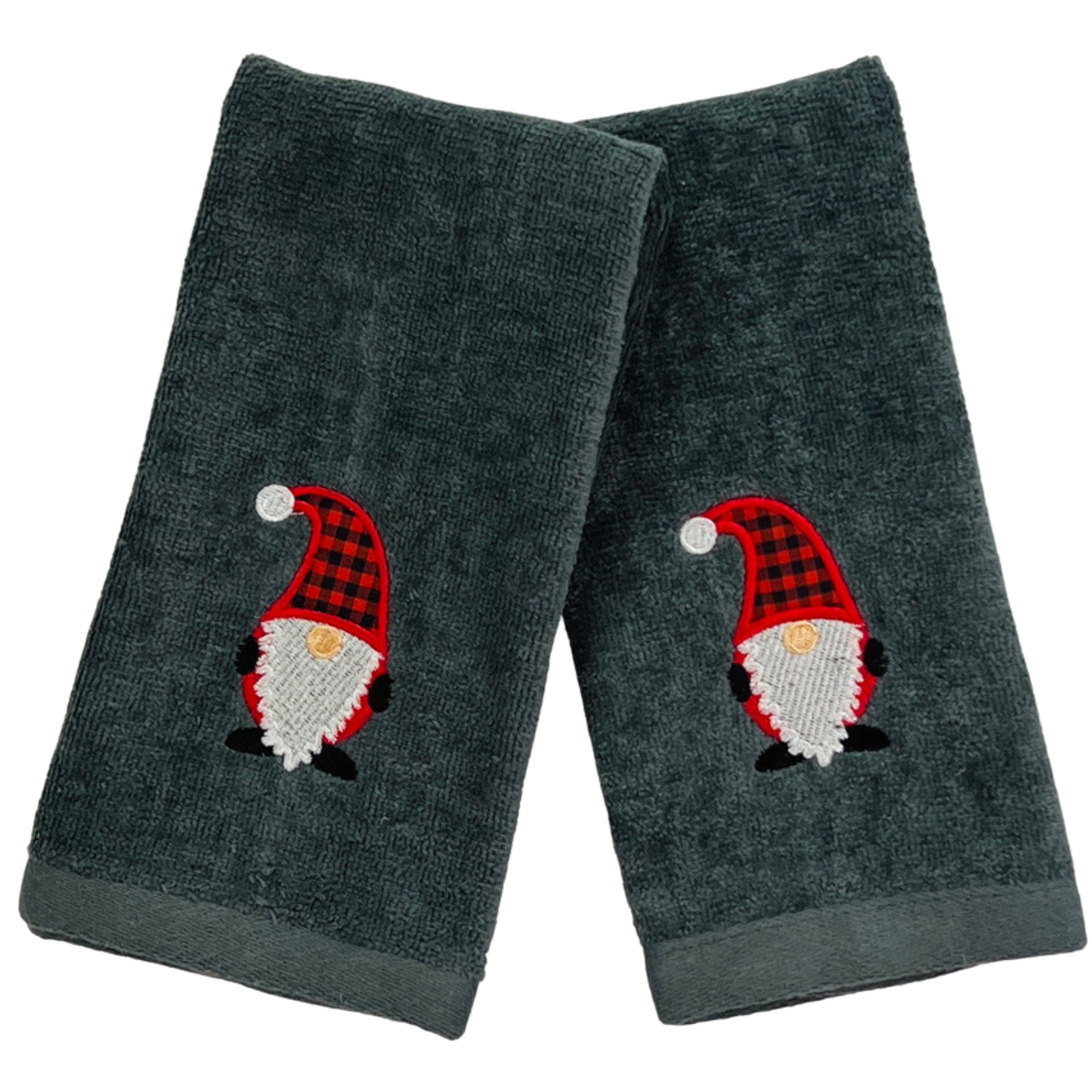Serafina Home Christmas Gnomes Towel Set Dark Grey Fingertip Towels