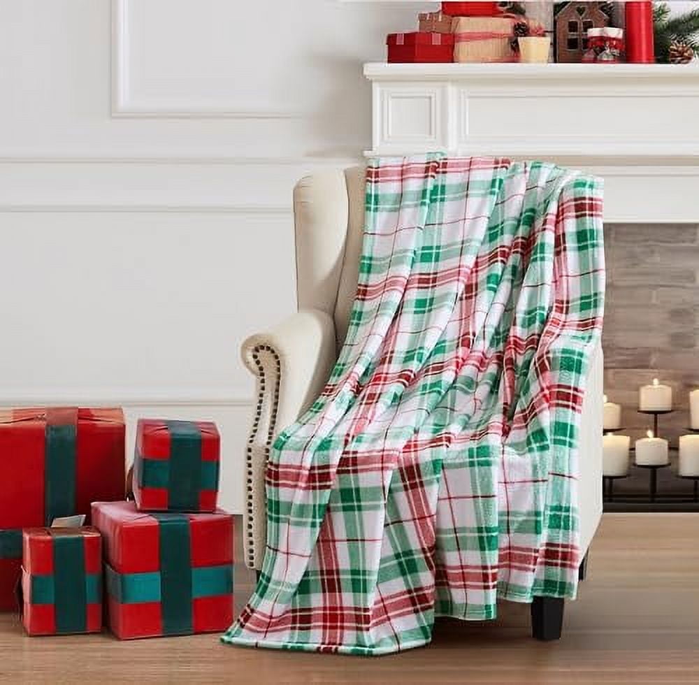 Serafina Home Christmas Holiday Throw Blanket: Country Rustic Red