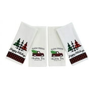 Serafina Home Christmas Red Green Checkered Cotton Kitchen Towels (4 Count)