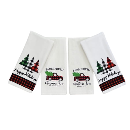 Serafina Home Christmas Red Green Checkered Cotton Kitchen Towels (4 Count)
