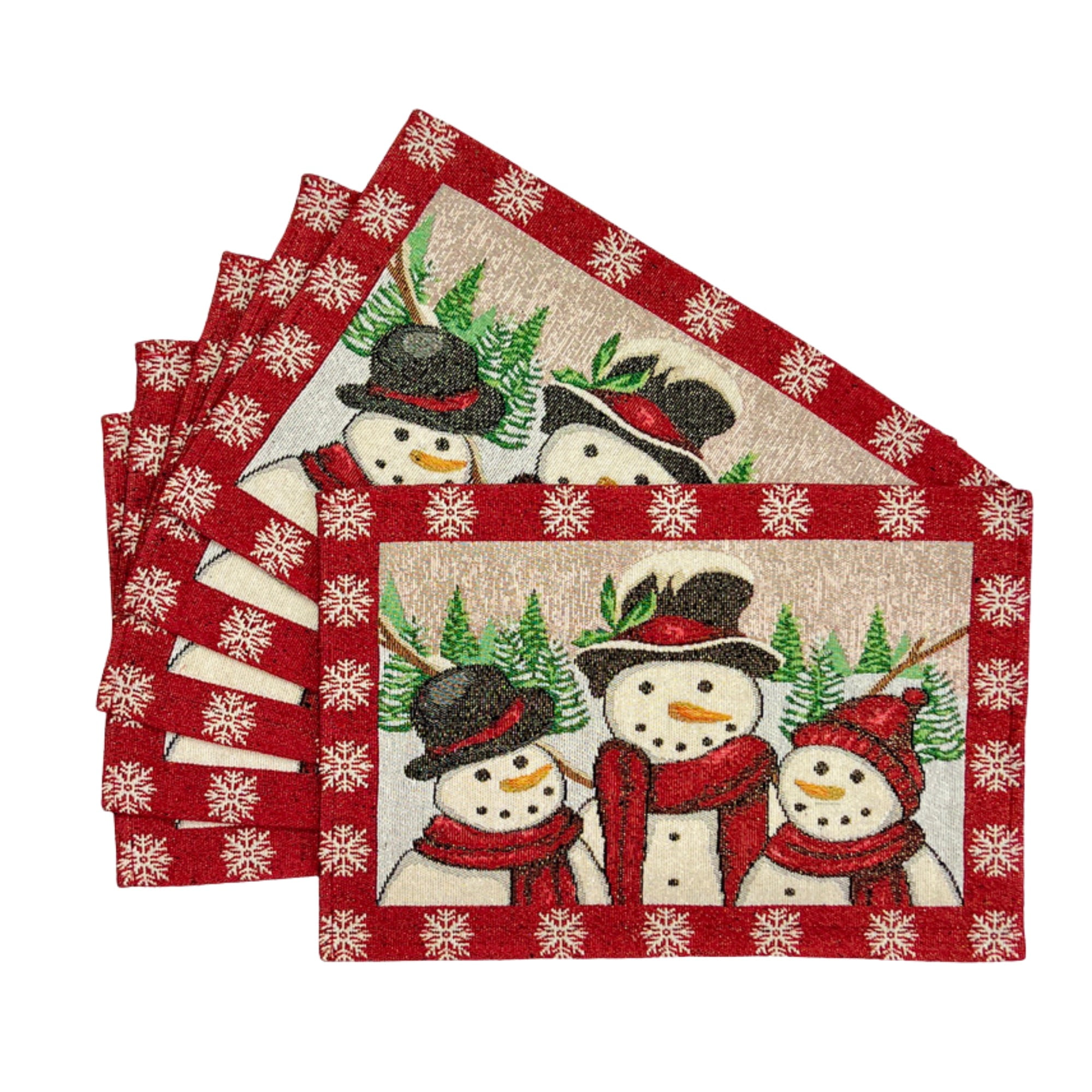 Serafina Home Christmas Tapestry Placemats, Set of Six (6) Colorful
