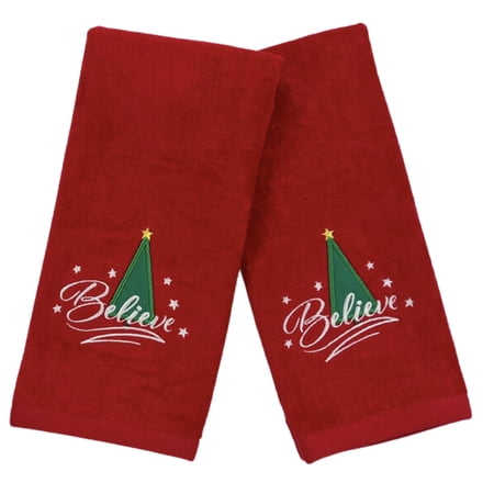 Serafina Home Christmas Theme Believe Hand Towels, 2 Count