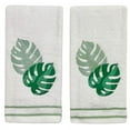 thumbnail image 1 of Serafina Home Coastal Tropical Palm Leaves Embroidered Bath Hand Fingertip Towels, Green on Ivory, 100% Cotton, Set of 2, 12 x 18 inches, 1 of 6