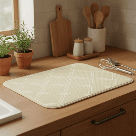 Serafina Home Concepts Microfiber Ultra Absorbent Dish Drying Mat, 15" x 20" Beige