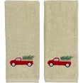 thumbnail image 1 of Serafina Home Country Christmas Theme Towel Set: Beige Hand Towels with Multi Colored Embroidery, Red Truck Bringing Home The Tree (2 Pc., 16" x 28" Inch), 1 of 3