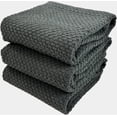 thumbnail image 1 of Serafina Home Dark Grey Kitchen Hand Dish Towels: Oversized 28" x 18", 100% Cotton Cloth Soft Cleaning Drying Absorbent Textured Design, Set of 3 Multipurpose for Everyday Use, 1 of 8