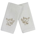 thumbnail image 1 of Serafina Home Decorative Christmas Theme Towel Set: Luxury Bathroom Plush Velour Cotton Fingertip Towels of Gold Embroidered Doves with Peace and Joy, Set of 2 (18" x 12" Inch), 1 of 3