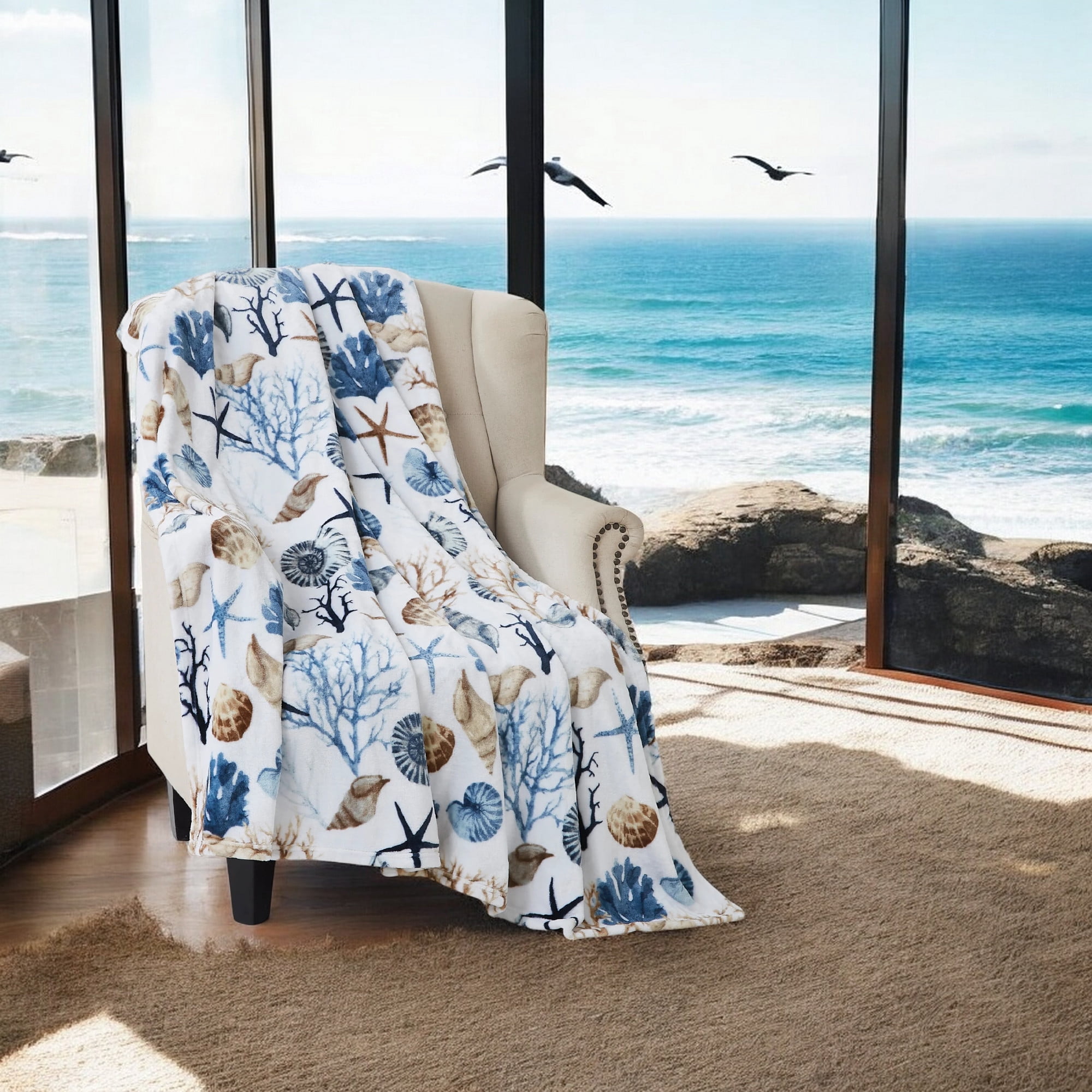 Seashell Ocean Starfish Round Blanket - Gift for Family, Home Decor main image 0