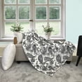 thumbnail image 1 of Serafina Home Decorative Paisley Throw Blankets: Soft Plush Accent for Sofa Couch Bed Chair Dorm, Colored: Charcoal Grey Cream White (Grey / White), 1 of 5