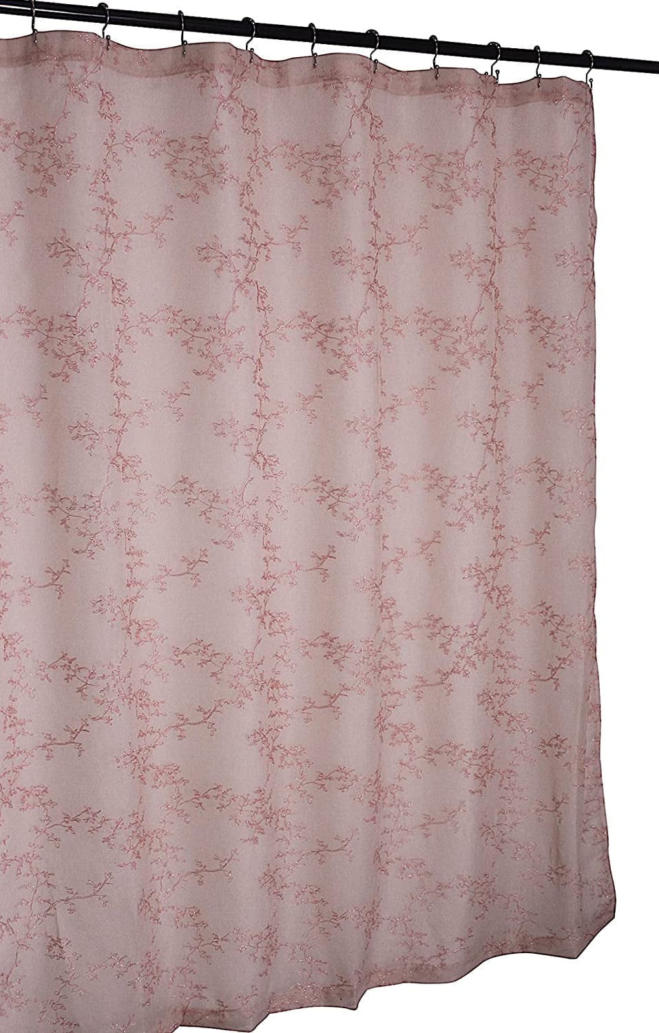 Serafina Home Decorative Sheer Fabric Shower Curtain Blush Embroidered