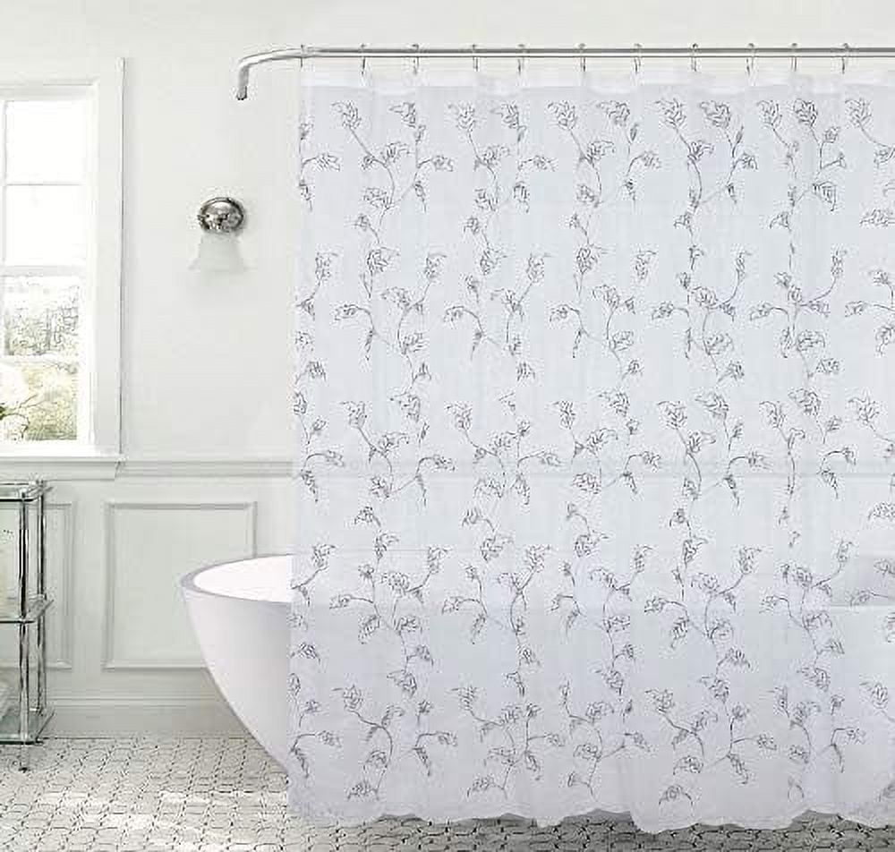 Serafina Home Decorative Sheer Fabric Shower Curtain Gray and White
