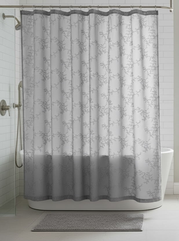 Sheer Fabric Shower Curtainnull