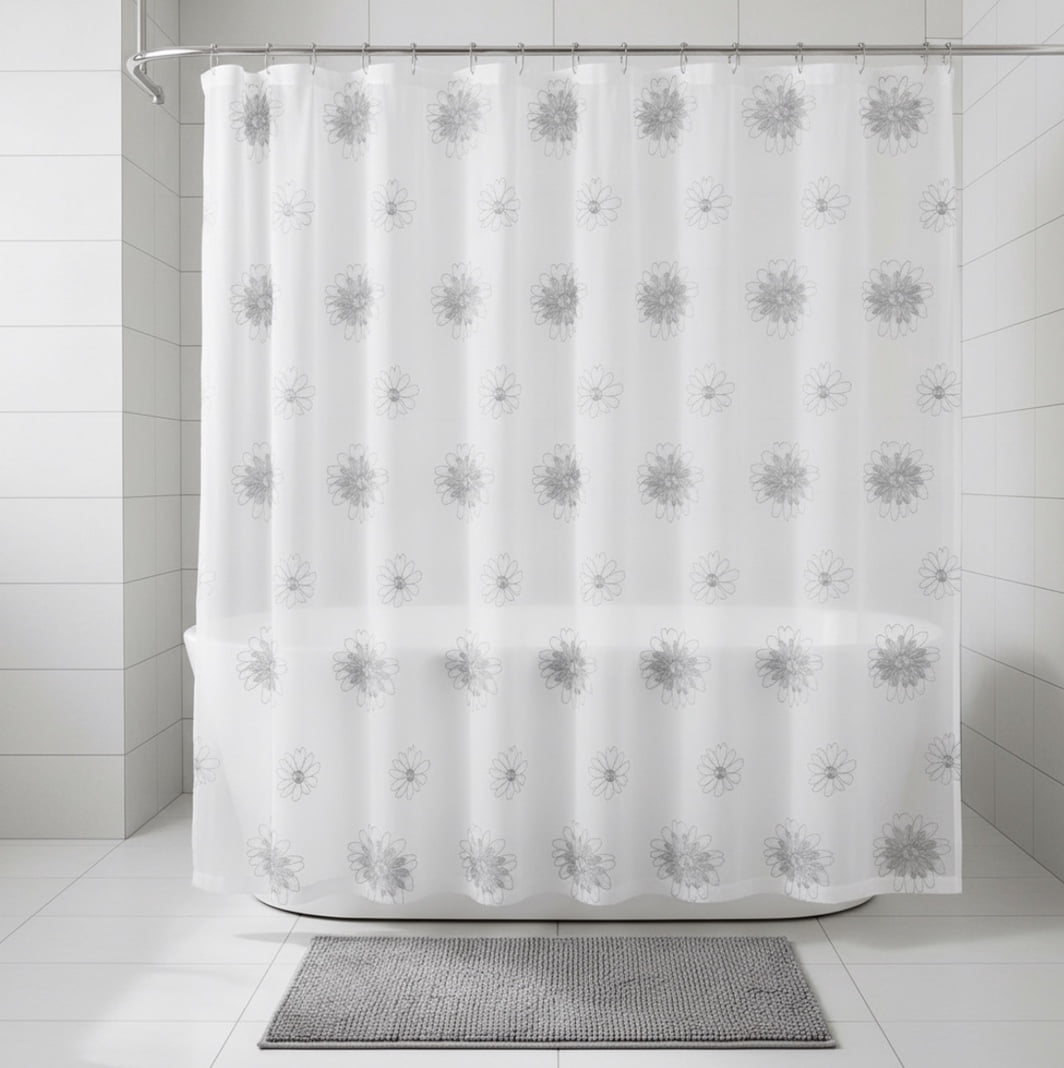 Sheer Fabric Shower Curtainnull