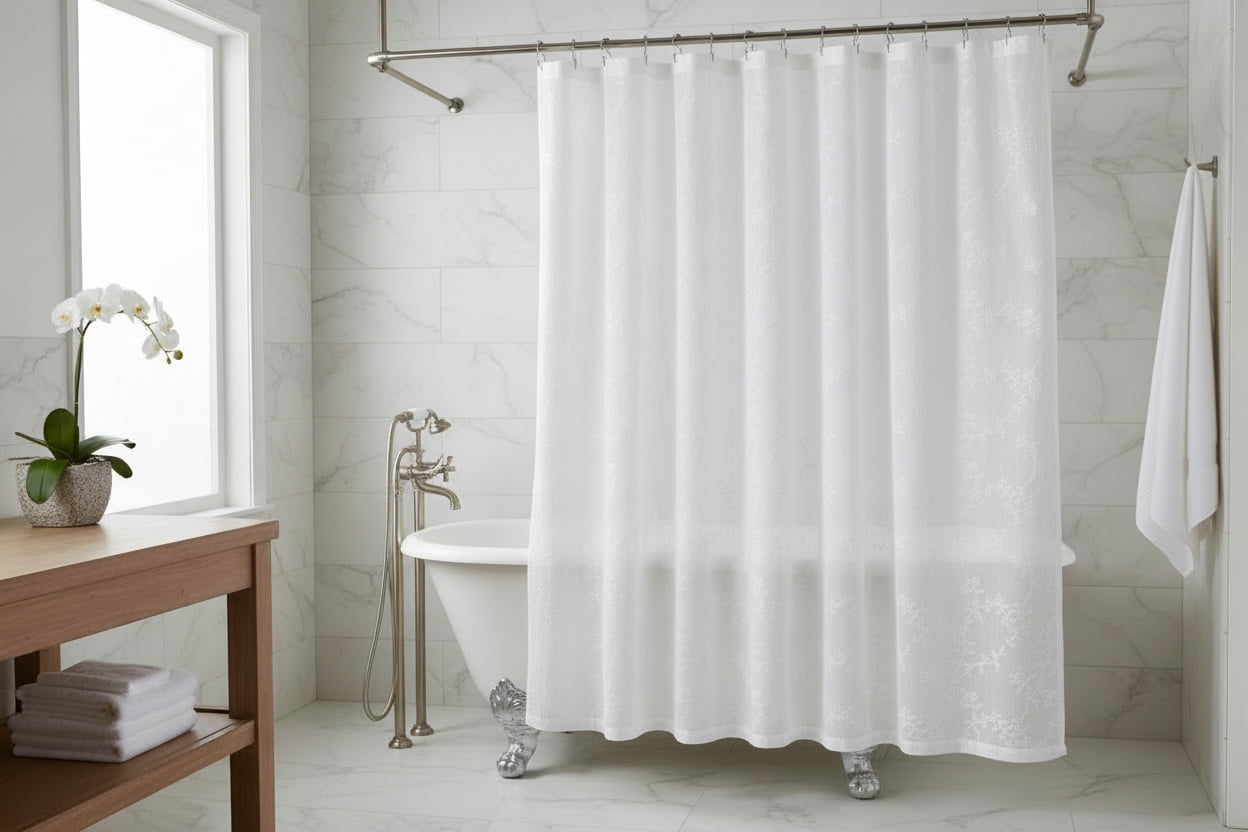 Sheer Fabric Shower Curtainnull