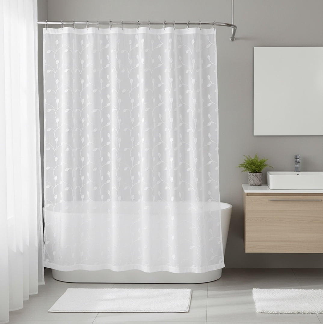 Sheer Fabric Shower Curtainnull