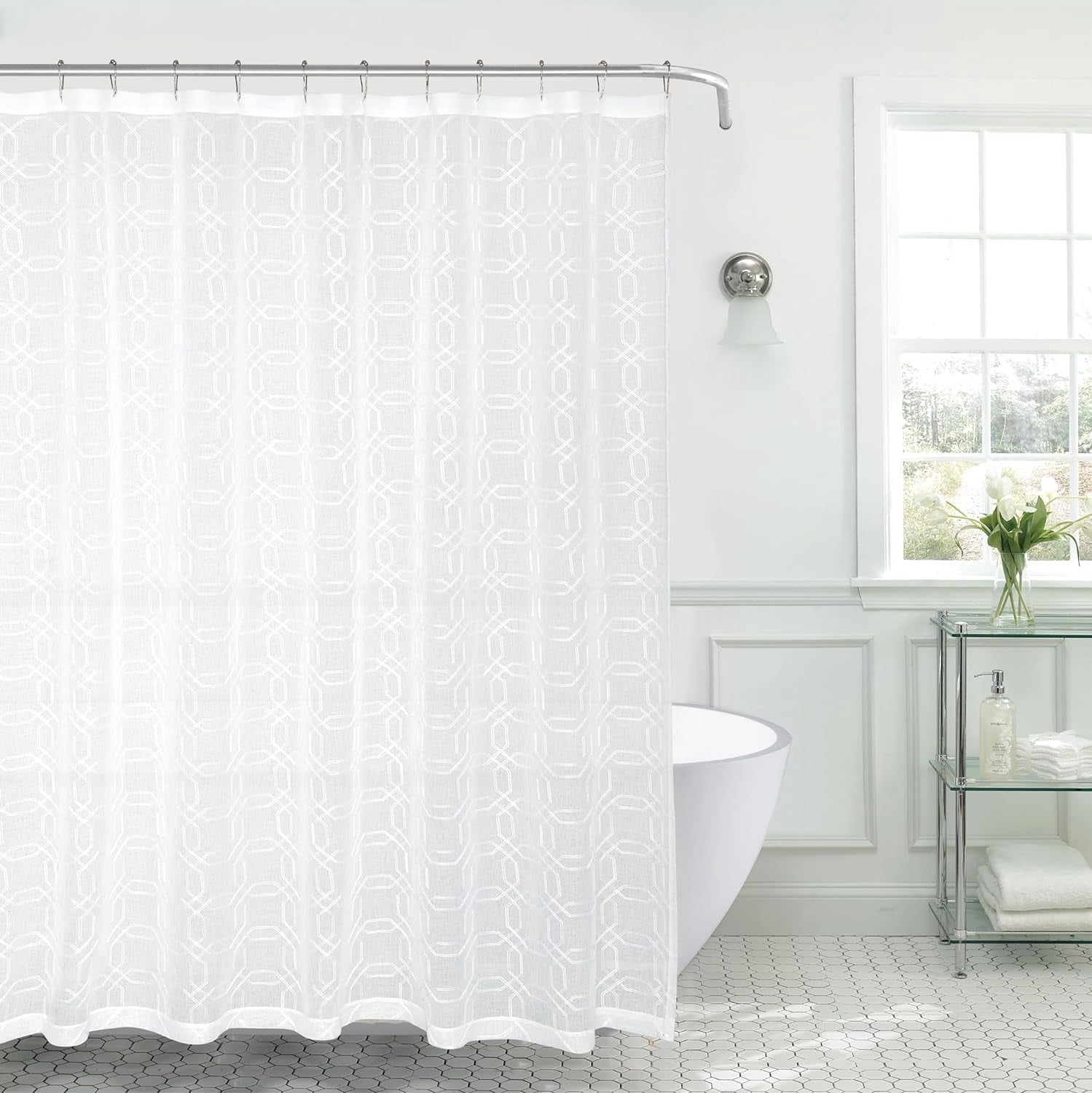 Sheer Fabric Shower Curtainnull