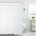 thumbnail image 1 of Serafina Home Decorative Sheer Fabric Shower Curtain for Bathroom: White Embroidered Geometric Design with White Threading (Gaby White), 1 of 3