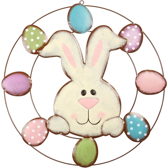 Serafina Home Easter Bunny Eggs Door Wreath Easter Wall Hanging Decoration for Home or Office