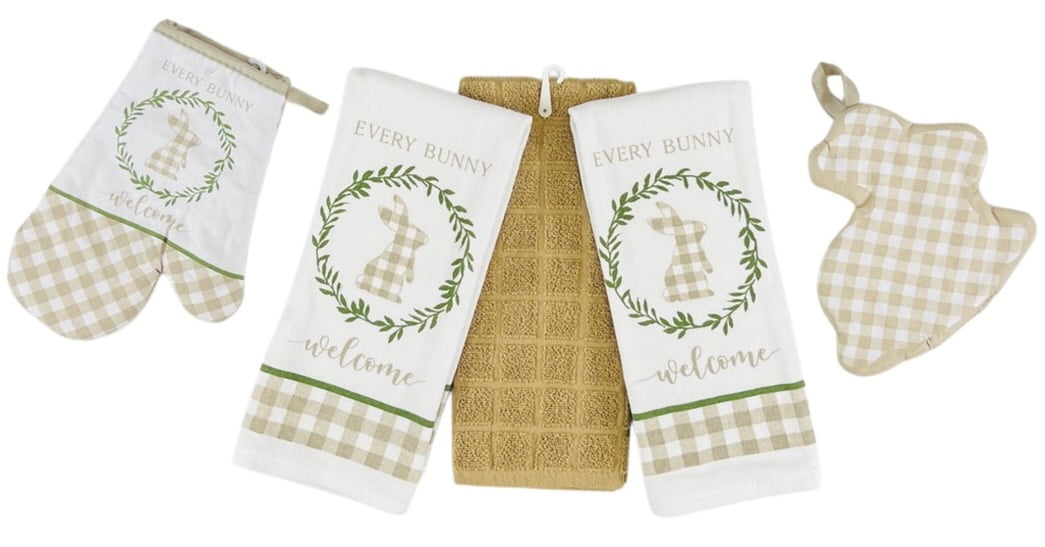 Serafina Home Easter Spring Kitchen Dish Towels Pot Holders Mitt Set ...