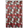thumbnail image 1 of Serafina Home Elegant Christmas Fabric Shower Curtain: Red and White Poinsettias Ornaments on Lush Foliage with Lurex Shimmer Effect, Red White Green Brown, 1 of 1