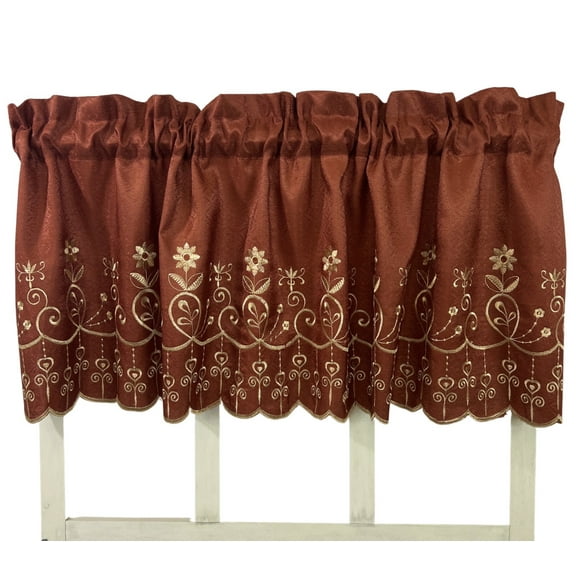 Serafina Home Embroidered Cinnamon Gold Valance For The Kitchen