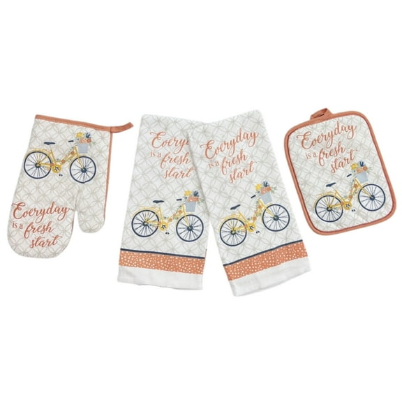 Serafina Home Every Day Is A New Start Kitchen Set With One Ovenmitt, One Potholer And Two Kitchen Towels