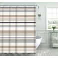thumbnail image 1 of Serafina Home Fabric Shower Curtain: Contemporary Alternating Wide and Thin Stripe Design (White Beige Brown), 1 of 3