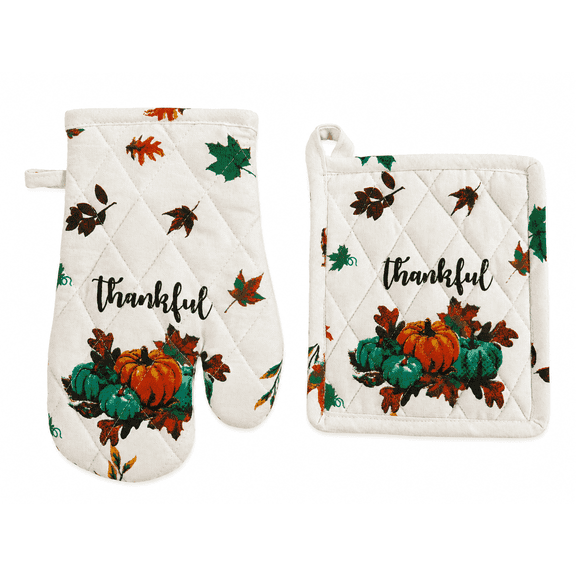 Serafina Home Fall And Autumn Happy Harvest Thankful Pumpkins Potholder Set Of 2
