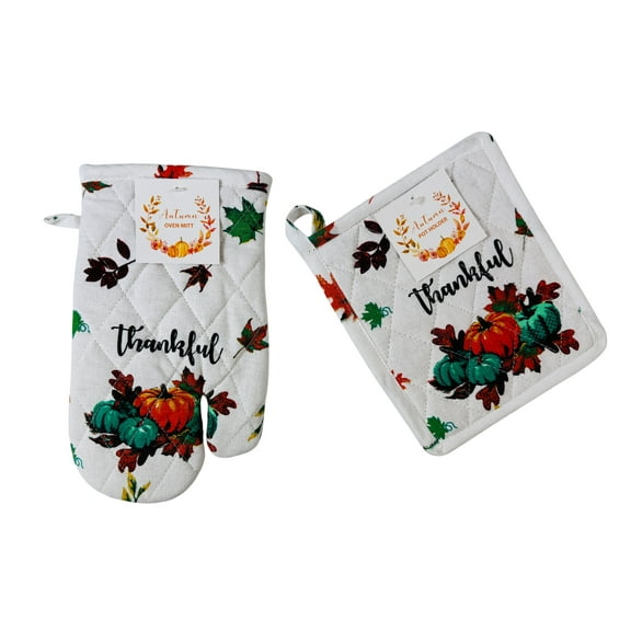 Serafina Home Fall And Autumn Happy Harvest Thankful Pumpkins Potholder Set Of 2