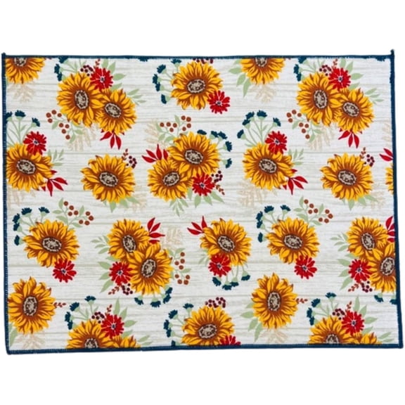 Serafina Home Fall Dish Drying Mat With Reversible Backing For The Kitchen (Sunflowers)