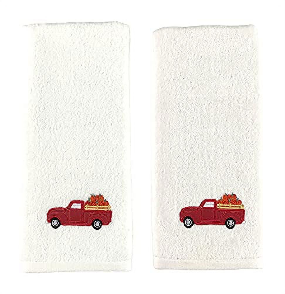 Serafina Home Fall Harvest Hand Towels Ivory Cotton Towels with