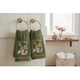 thumbnail image 1 of Serafina Home Autumn Fall Fingertip Towels for Bathroom – Set of 2 Forest Olive Green 100% Cotton with Embroidered “Let’s Gather” Squirrel Design – 12" x 18" Decorative Bath & Kitchen Towels, 1 of 6