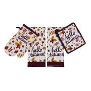 Serafina Home Fall Harvest Thanksgiving Kitchen Towels and Pot Holder Set: Colorful Shades of Autumn