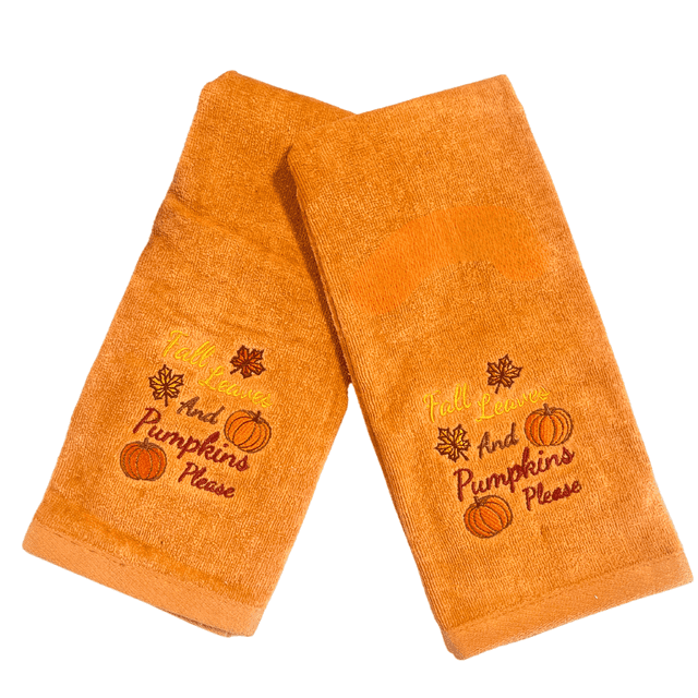 Serafina Home Fall Leaves And Pumpkins Orange Hand Towels, 2 Count